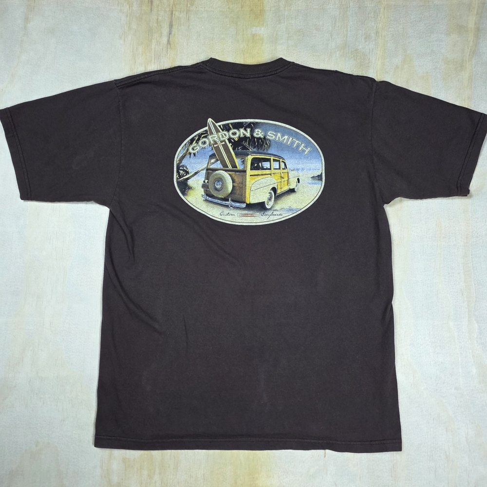 Vintage Gordon and Smith Surf T-Shirt Adult Size XL Brown Made In USA Longboards